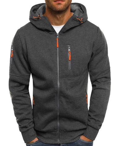 Men's Fleece Color Hoodie Zip Front Hooded Sweatshirt | Streetwear
