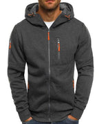 Men's Fleece Color Hoodie Zip Front Hooded Sweatshirt | Streetwear