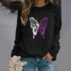 Colorful Butterfly Print Round Neck Sports Sweater