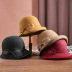 Women's Pure Wool Felt Hat | Embroidered Cap