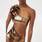 2023 Women's Gold Hollow Floral Swimsuit - In Stock