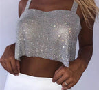 Bling Rhinestones Crop Top with Full Sequins