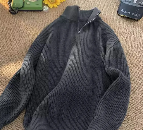Men's Half Zip Turtleneck Knitting Sweater
