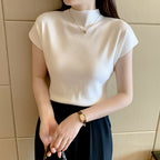 Ice Silk Knit Short Sleeve Top for Women (Summer)
