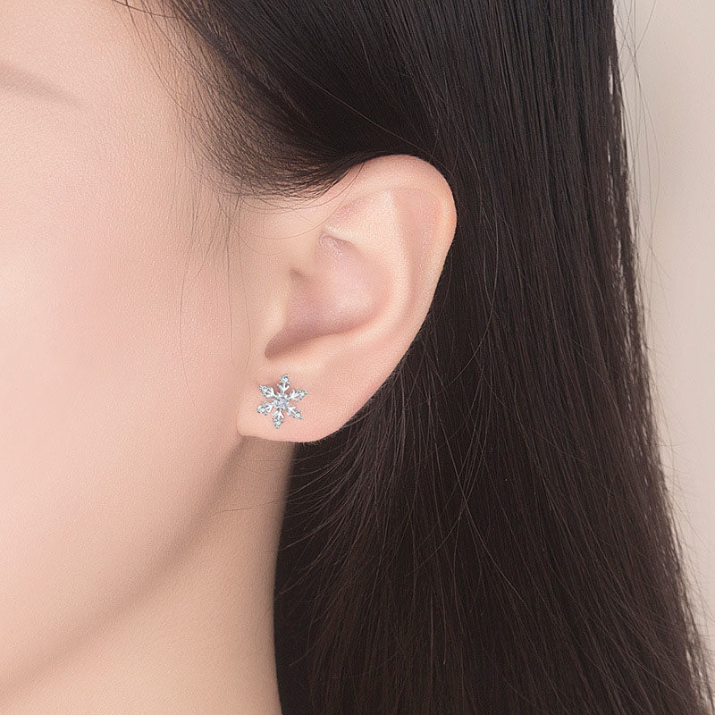 Silver Snowflake Earrings for Christmas