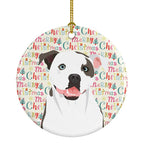 Pit Bull White #3 Christmas Ceramic Ornament