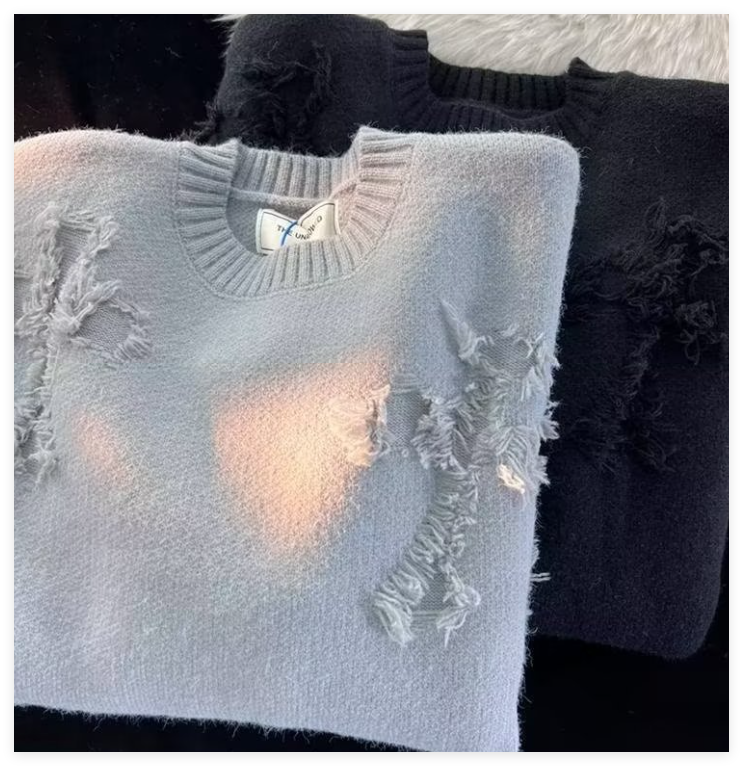Men's Distressed Knit Sweater – Autumn & Winter