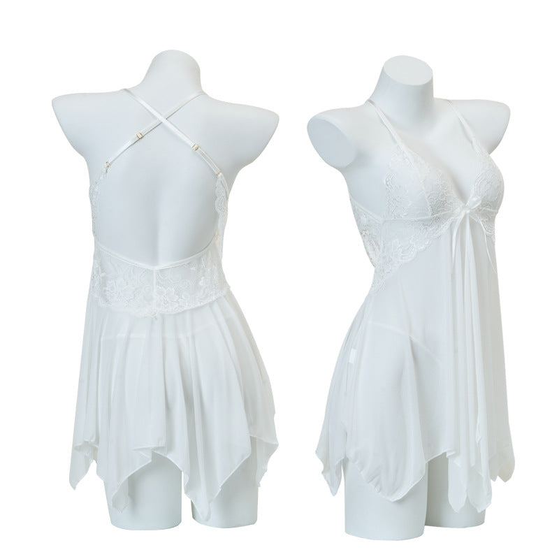 Oshilin Lace Temptation Lingerie Set with Sheer Nightgown