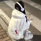 Y2K Women's Hoodie with Cute Sanrio Hello Kitty Print | Streetwear