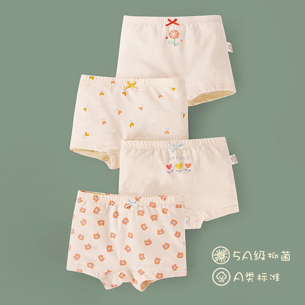 Spring Summer Girls Cotton Cartoon Boxer Shorts