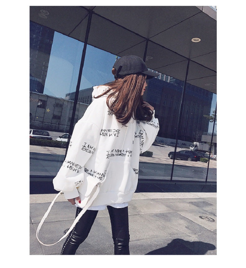 Korean Mid-Length Women's Hooded Sweater