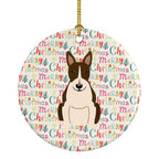 Merry Christmas Bull Terrier Dark Brindle Ceramic Ornament