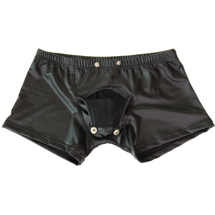 Low-Rise Faux Leather Briefs and Lingerie Set