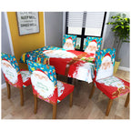 Christmas Digital Print Chair Covers and Tablecloth Set