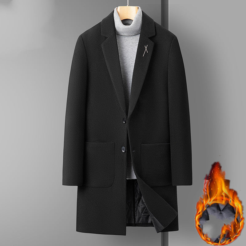 Men's Mid-Length Thick Wool Coat