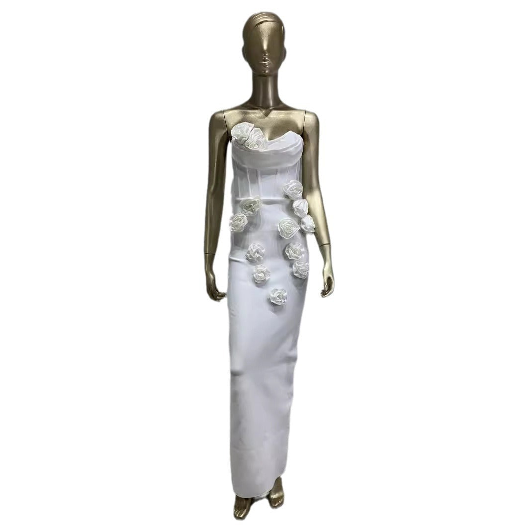Bandage Tube Top Applique Dress