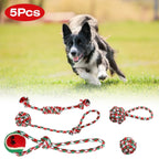 5Pcs Christmas Dog Rope Chew Toys Set