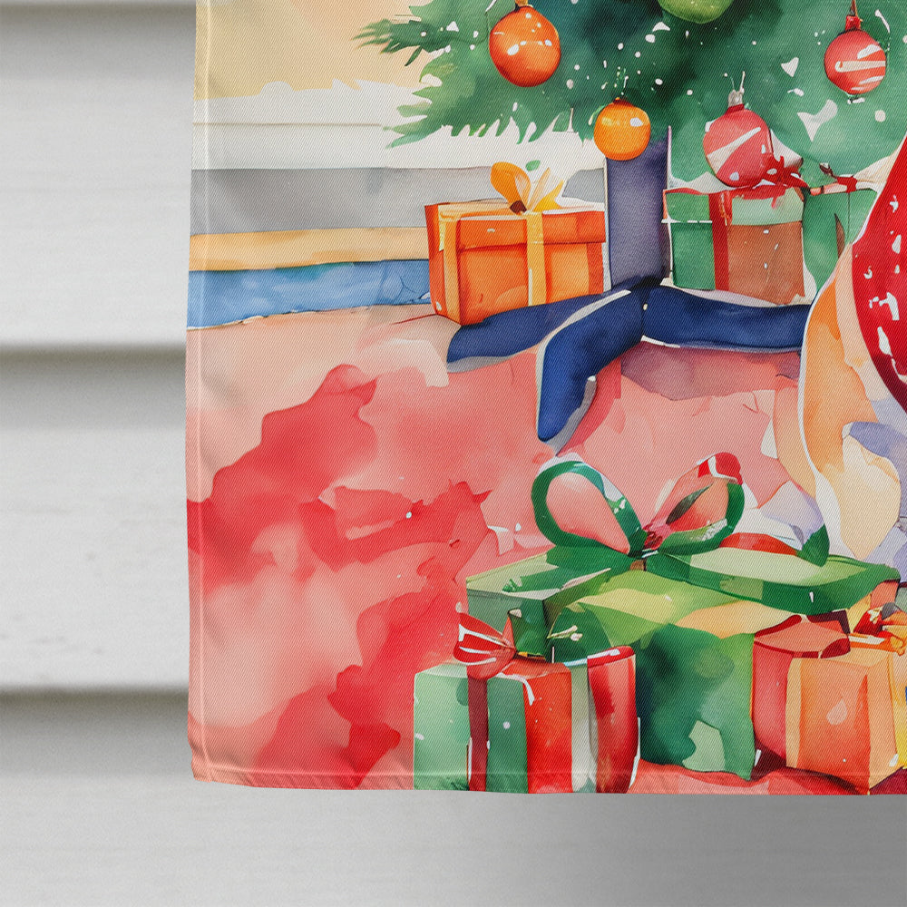 Basset Hound Christmas House Flag
