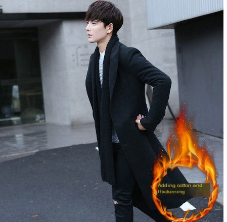 Men's Long Sleeve Button Jacket - Mid-Length Street Style