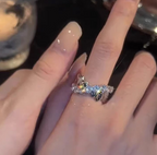 Light Luxury Small Zircon Cross Ring for Women