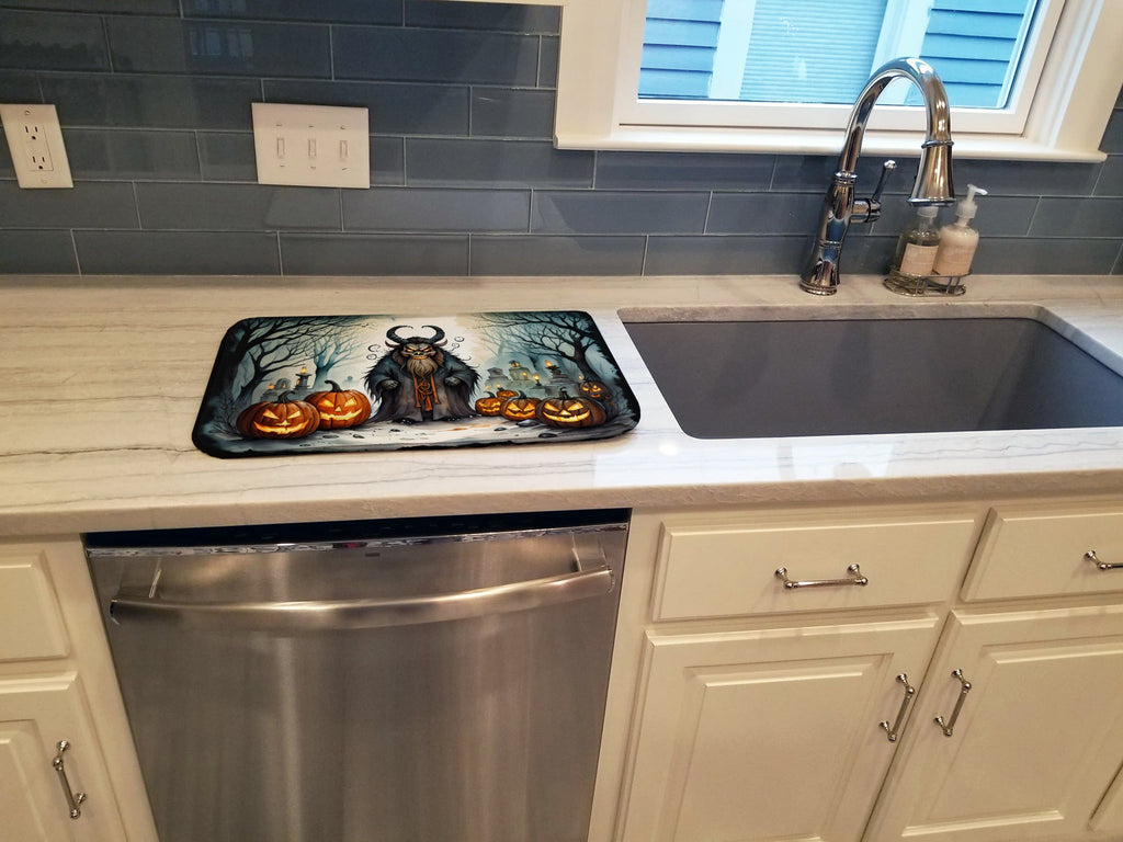 Krampus The Christmas Demon Spooky Halloween Dish Drying Mat