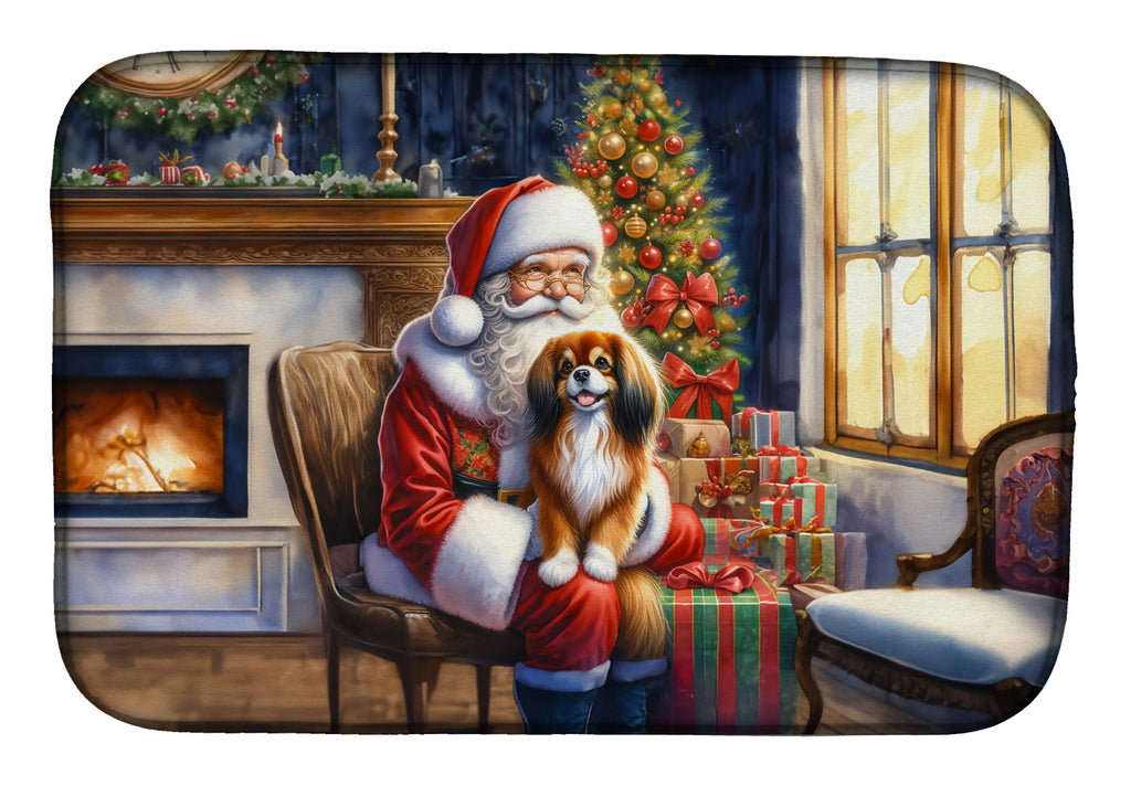 Tibetan Spaniel and Santa Claus Dish Drying Mat