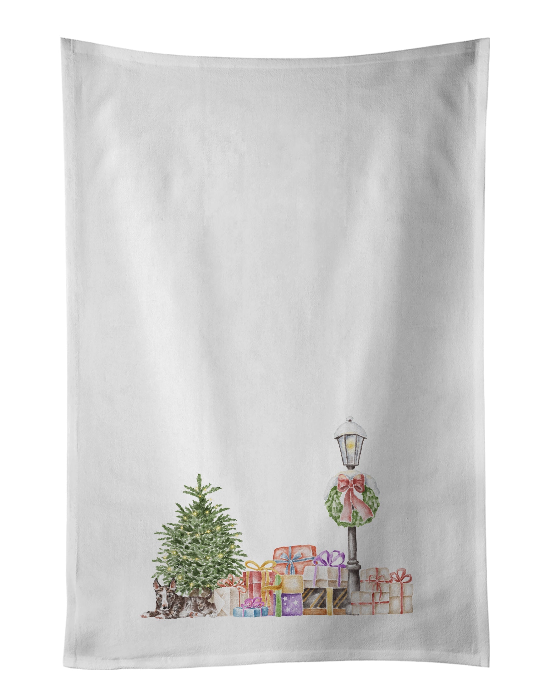 Bull Terrier Brindle with Christmas Wonderland Kitchen Towel Set of 2