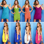 Women's Elastic Ice Silk Beach Wrap Dress, Multi-Color