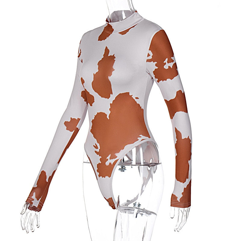 2020 Autumn Women's Milk Print Long Sleeve Bodysuit
