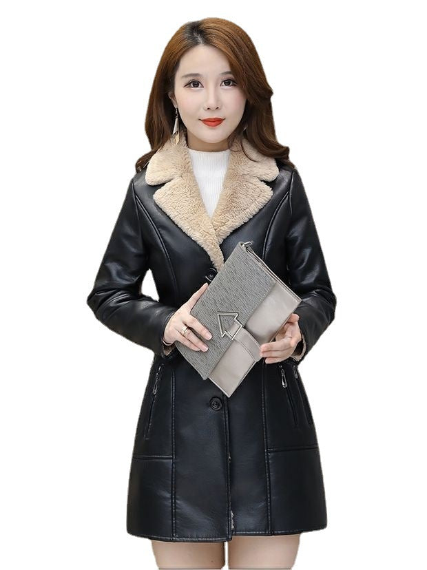 SEPARQI Women's Slim Fit Faux Fur Leather Jacket