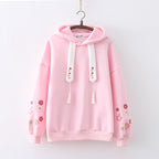Plum Blossom Print Hooded Sweatshirt for Girls | Streetwear