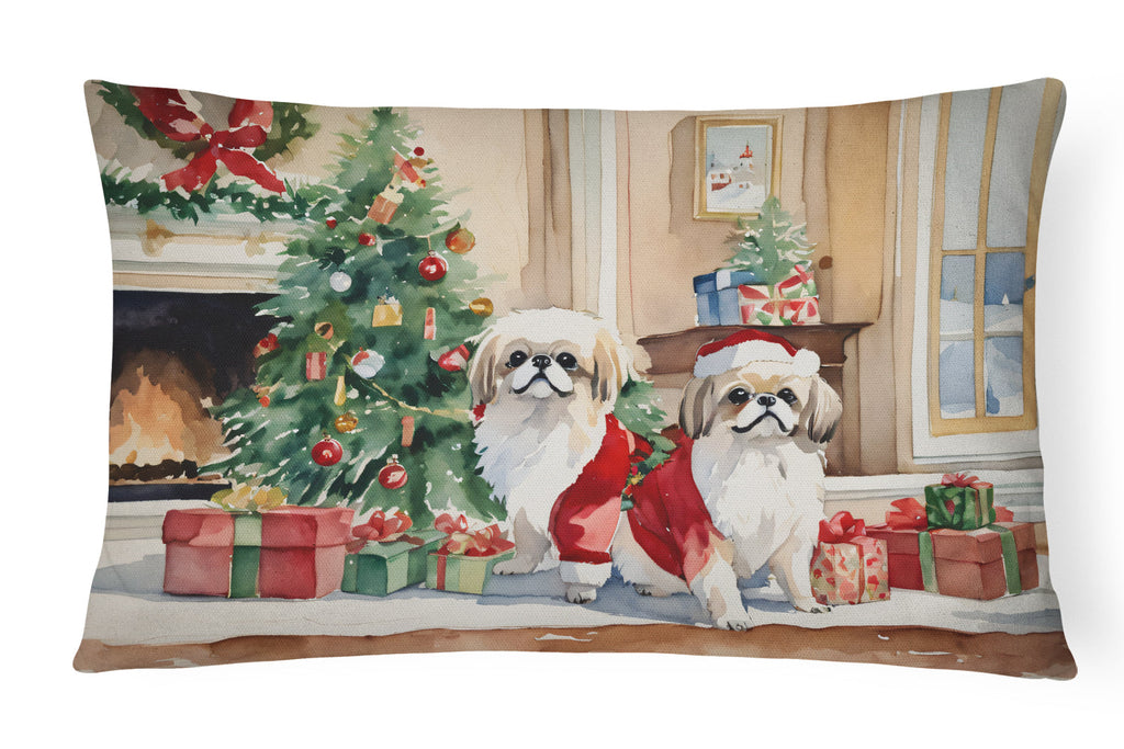 Pekingese Cozy Christmas Throw Pillow