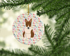 Merry Christmas Bull Terrier Brindle Ceramic Ornament