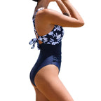 2023 Women's Fashion Print Backless Triangle Swimsuit