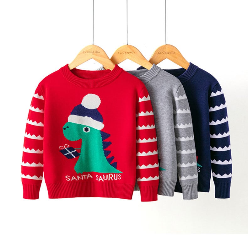 Cartoon Dinosaur Sweater for Boys - Autumn/Winter