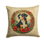 Entlebucher Mountain Dog Christmas Flowers Throw Pillow