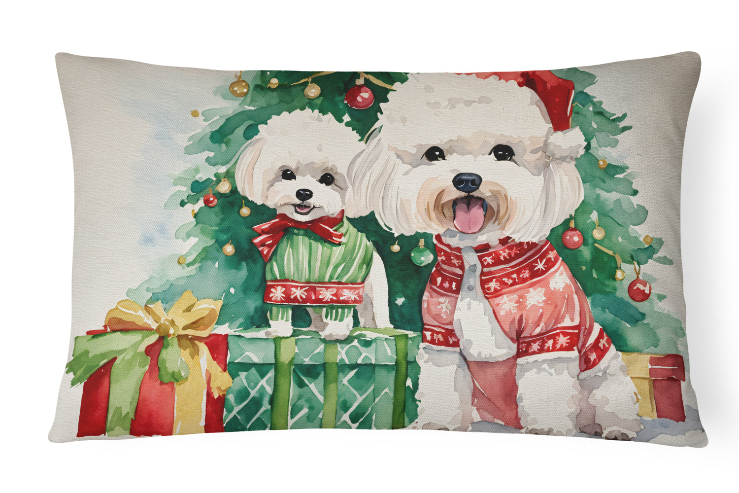 Bichon Frise Christmas Throw Pillow