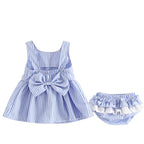 Summer Girls' Cotton Striped Dress and Shorts Set