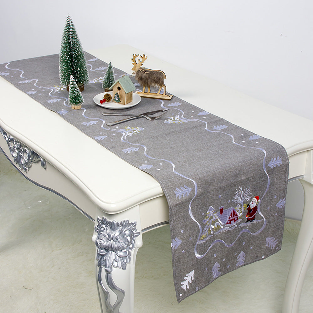 Embroidered Fabric Santa Table Banner Christmas Ornament