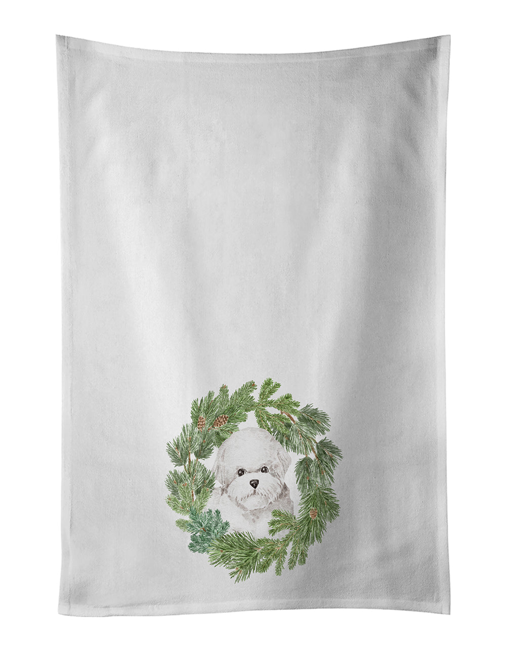 Bichon Frise Christmas Wreath Kitchen Towel Set of 2