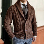 Men's Lapel Long Sleeve Knitted Cardigan Sweater