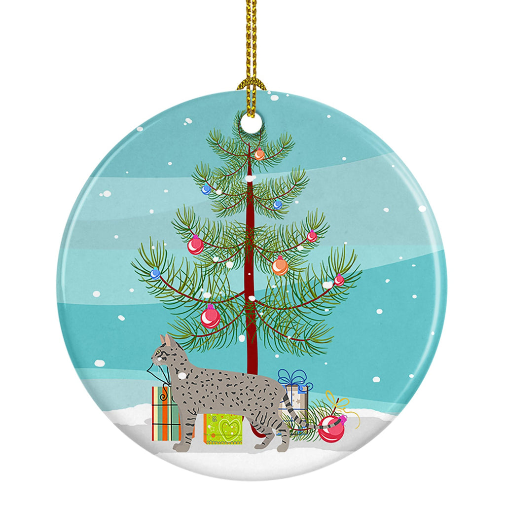 Safari Cat Christmas Ceramic Ornament