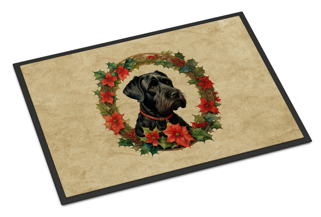Giant Schnauzer Christmas Flowers Doormat