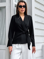 Slim V Neck Jacket with Waistband