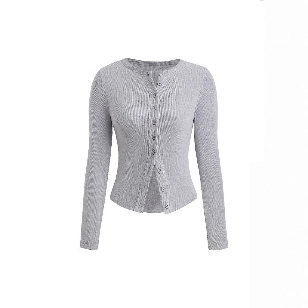 Women's Long Sleeve Striped Round Neck Cardigan