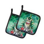 Raas Cat By the Christmas Tree Pair of Pot Holders