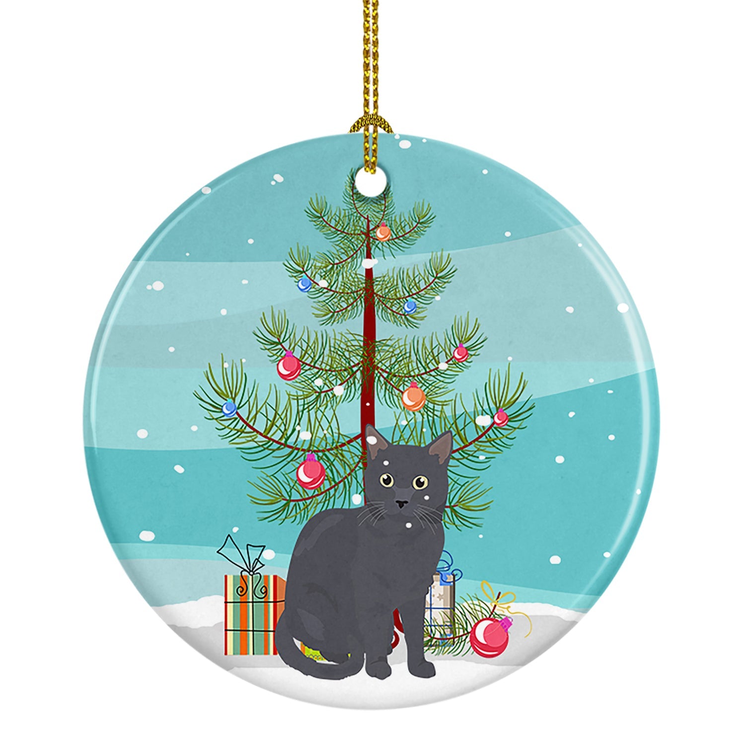 Nebelung Cat Christmas Ceramic Ornament