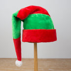 Red and Green Striped Christmas Hat Plush Decoration | Embroidered Cap