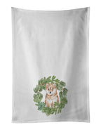 Shiba Inu Puppy Sitting Pretty Christmas Wreath Kitchen Towel Set of 2
