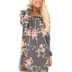 SINFEEL Autumn Fashion Floral Print Hoodie Dress for Women | Streetwear